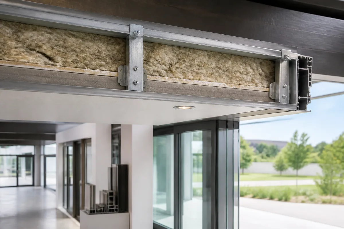 Détail de l’ossature et de l’isolant au-dessus d’un plafond de véranda